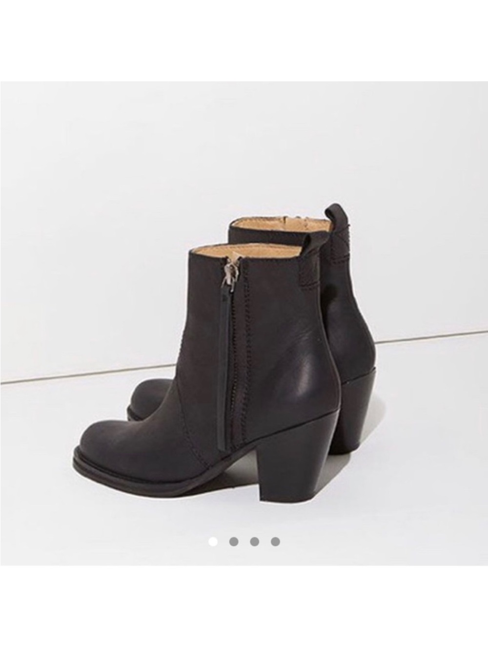 Acne Pistol Black Leather Zip Ankle Boot size 37 6.5-7